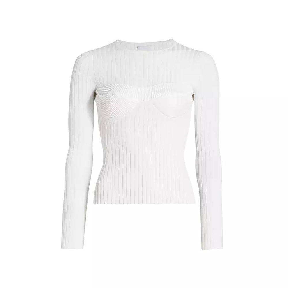 Aknvas Ribbed White Faye Top Size XS